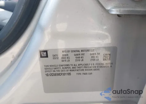 2012 Chevrolet Malibu 1Lt из США, поврежденный, VIN 1G1ZC5E09CF301185